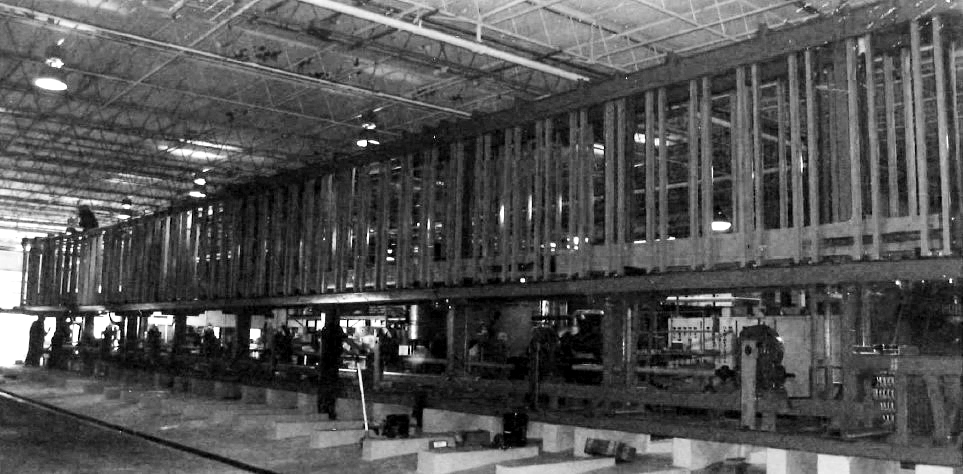 Black and white photo of the chrome line Plasman Cleveland Manufacturing in 2000