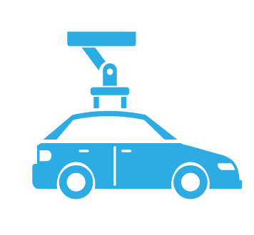 Cyan line icon of car attached to hoist